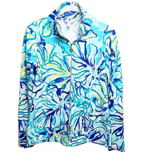Lilly Pulitzer Jackets & Blazers - Lilly Pulitzer Long Sleeve Zip-Up Jacket In Pool Blue Stay Cool Size XS